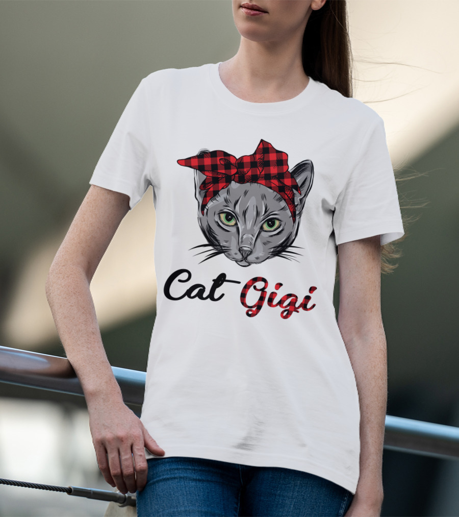 Cat Gigi Buffalo Plaid Grandma Pet T-Shirt