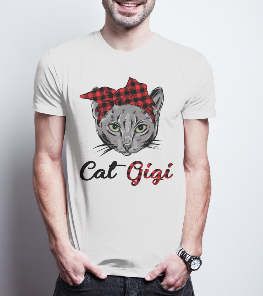 Cat Gigi Buffalo Plaid Grandma Pet T-Shirt