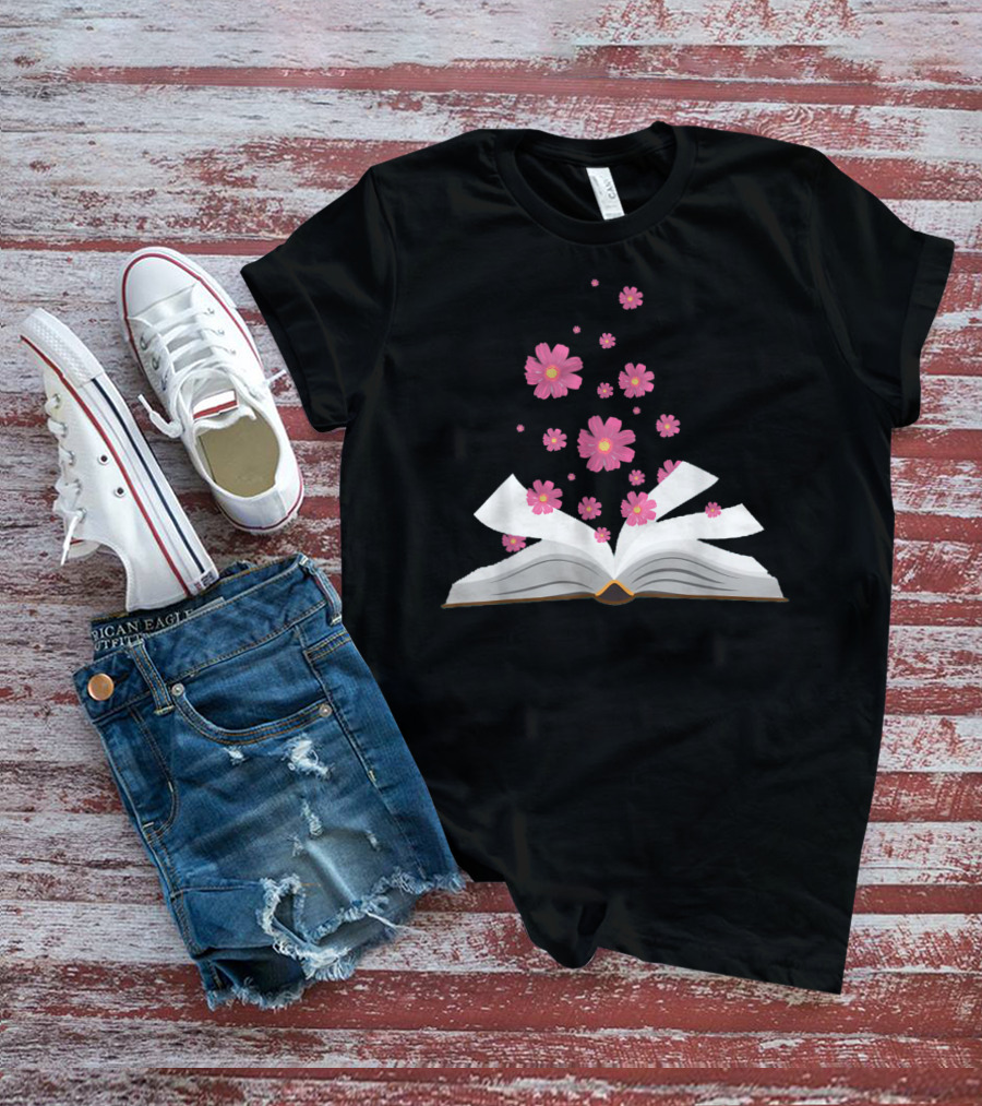 I Love The Aroma Of The Paper Reading With Blossoming Open Book And Floating Flowers T-Shirt