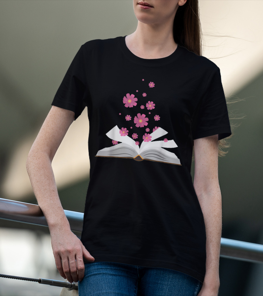 I Love The Aroma Of The Paper Reading With Blossoming Open Book And Floating Flowers T-Shirt