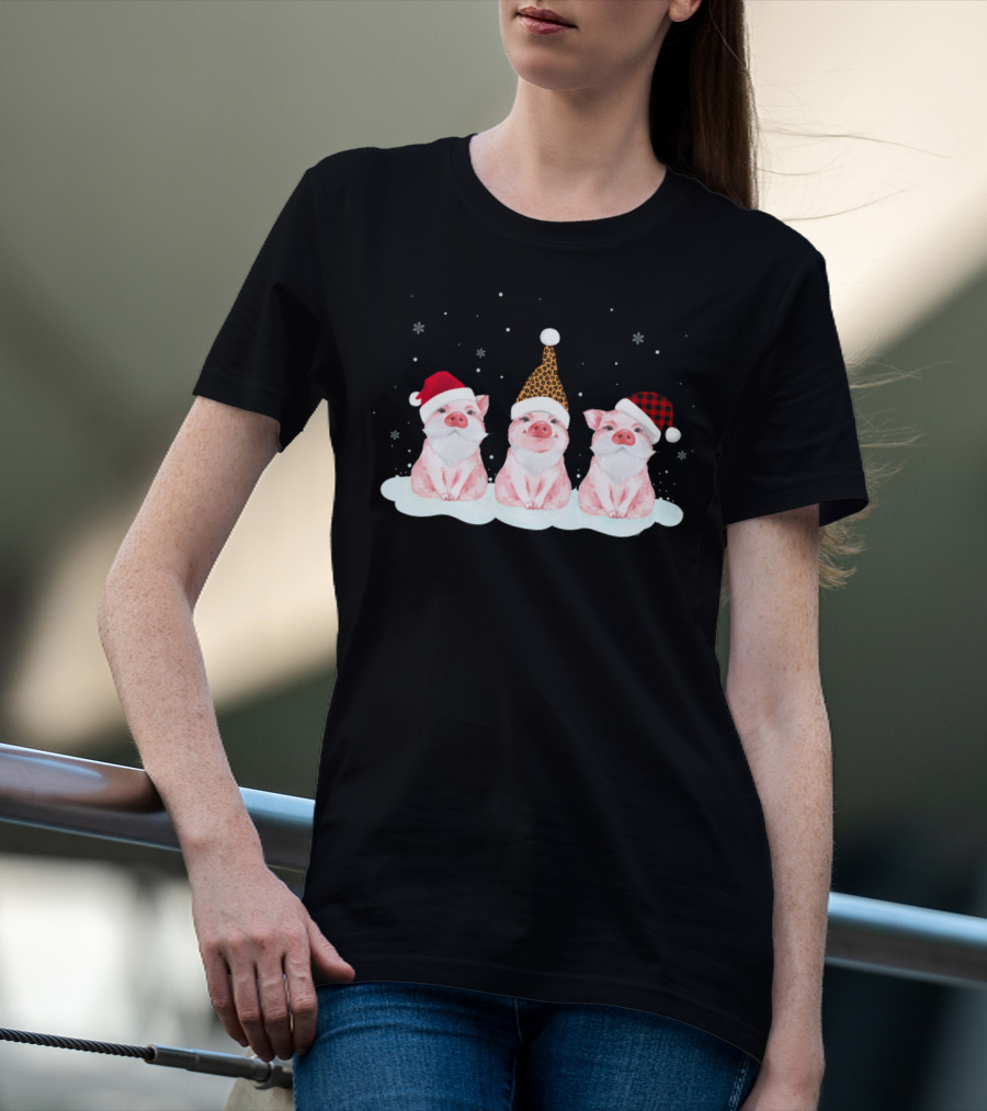 Pig Trio In Santa Hats Just Hangin' With My Santas T-Shirt