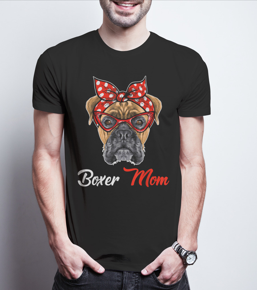 Boxer Mom Bandana Glasses T-Shirt
