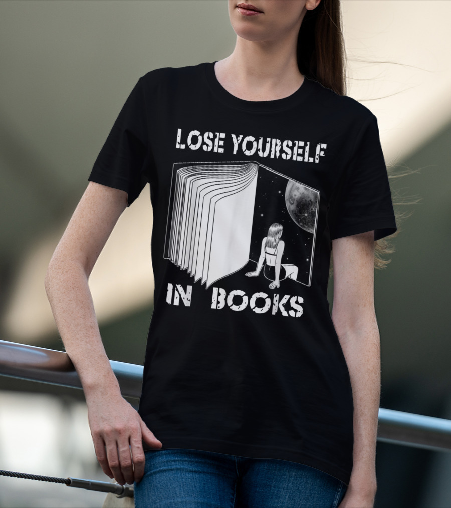 Lose Yourself In Books Reading Galaxy Escape Moon T-Shirt