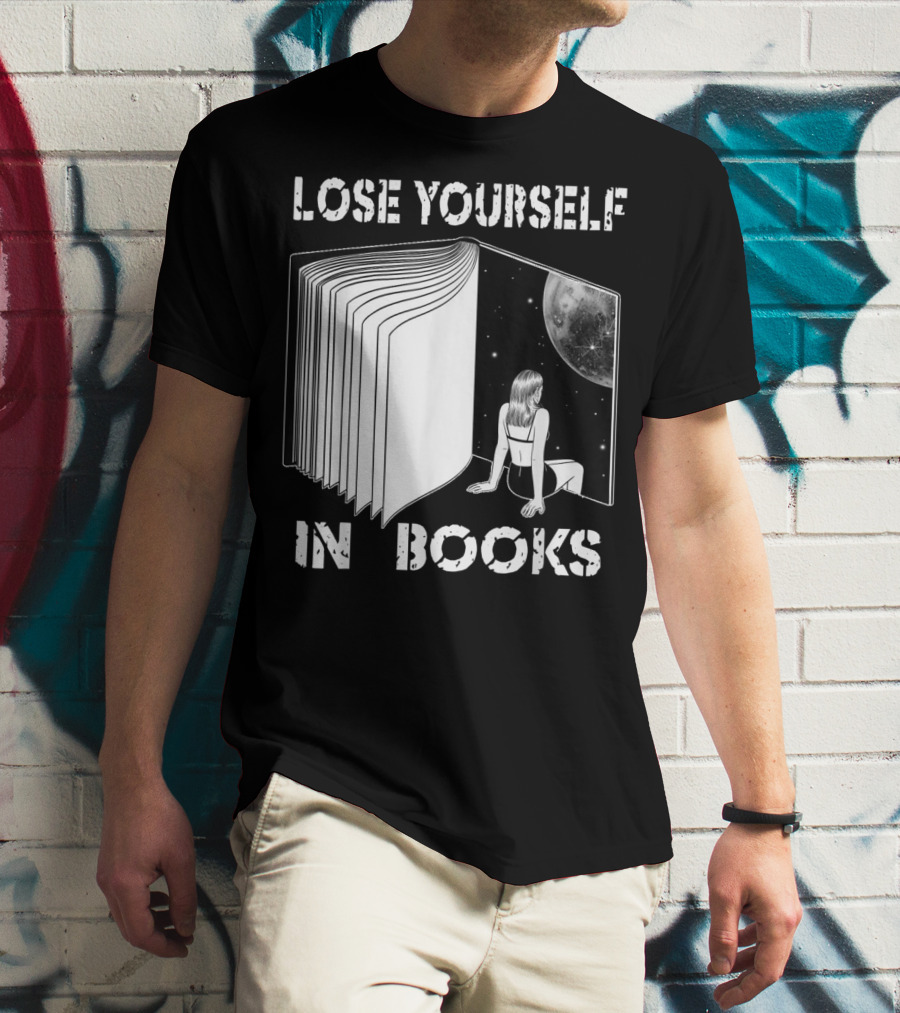 Lose Yourself In Books Reading Galaxy Escape Moon T-Shirt