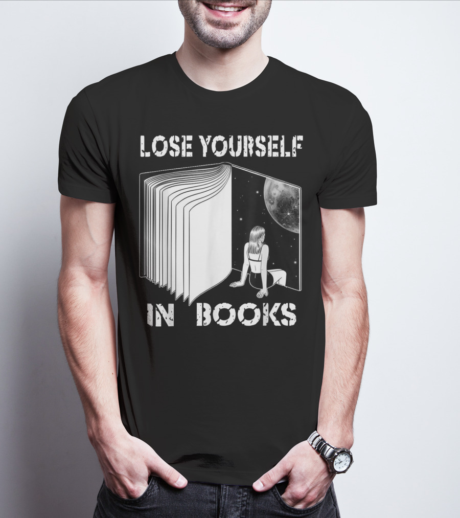 Lose Yourself In Books Reading Galaxy Escape Moon T-Shirt