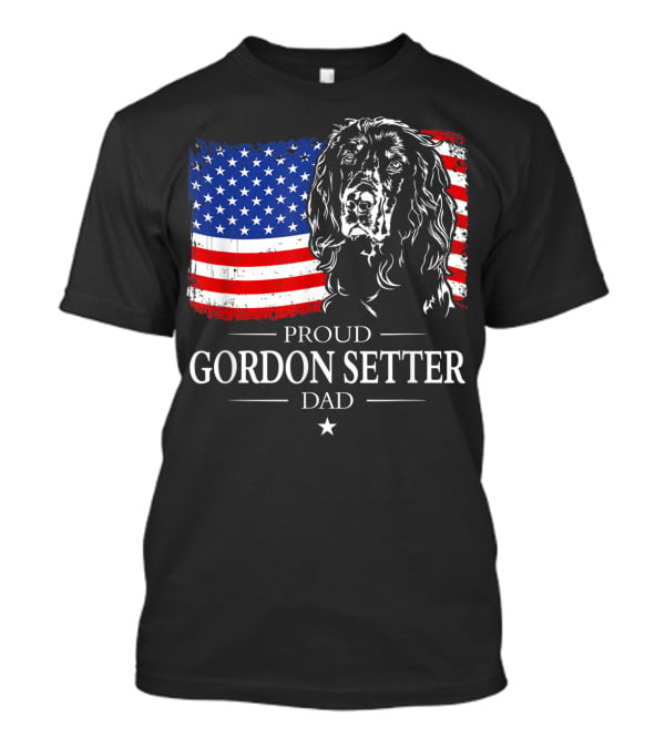 Proud Gordon Setter Dad With American Flag T-Shirt
