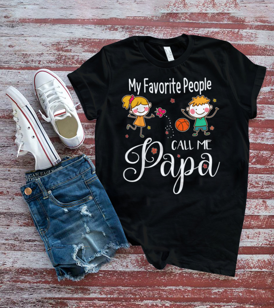 My Favorite People Call Me Papa With Kids And Basketball T-Shirt