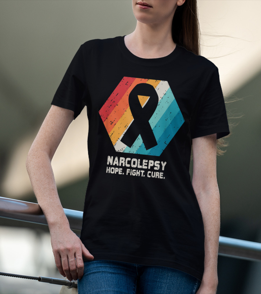 Narcolepsy Hope Fight Cure Ribbon Retro Awareness T-Shirt
