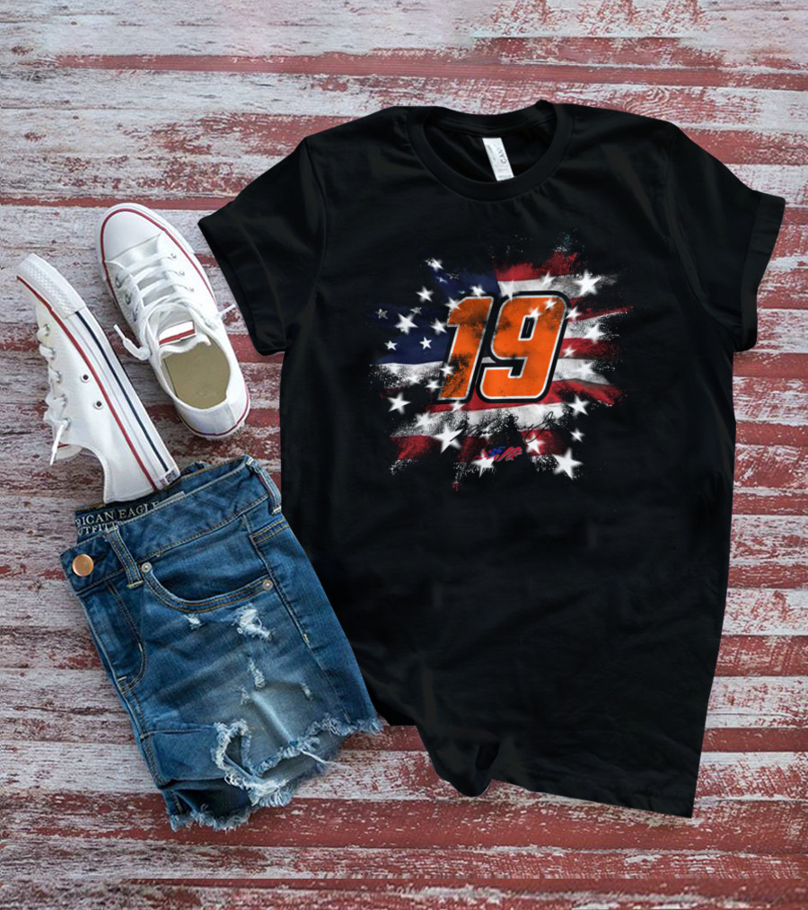 Nascar 19 Martin Truex Jr American Flag Fireworks T-Shirt