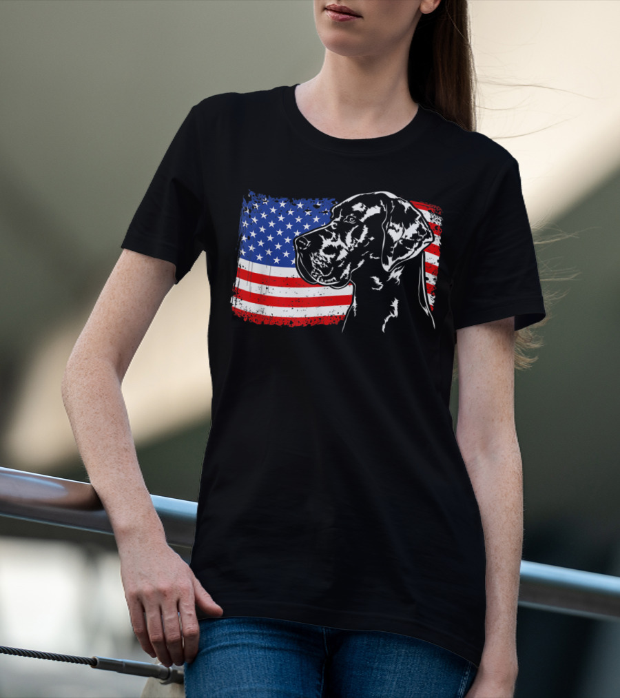 Great Dane American Flag Patriotic Pride T-Shirt