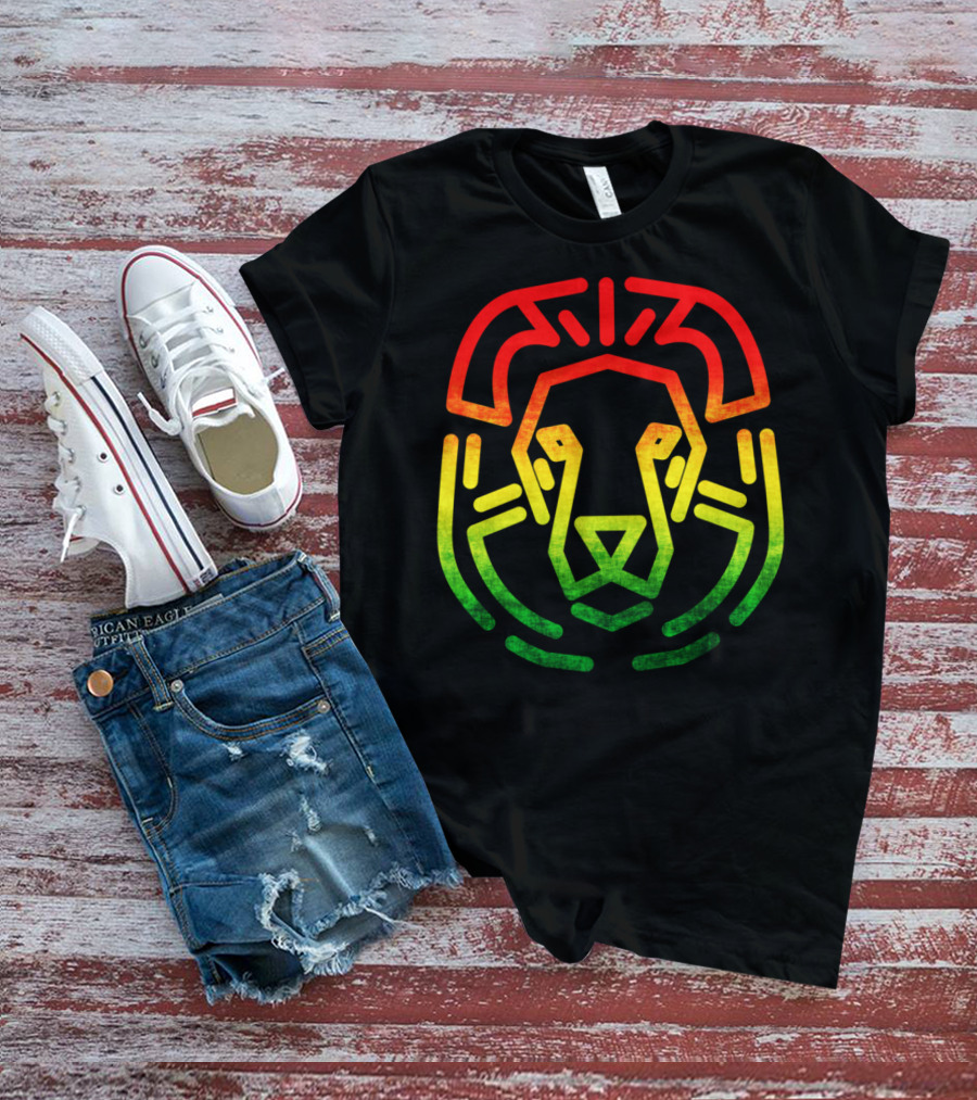 Rasta Flag Reggae Lion Jamaica Geometric T-Shirt