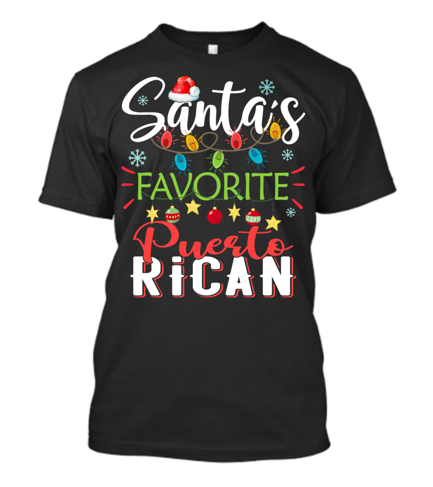 Santa's Favorite Puerto Rican Christmas Lights Festive T-Shirt
