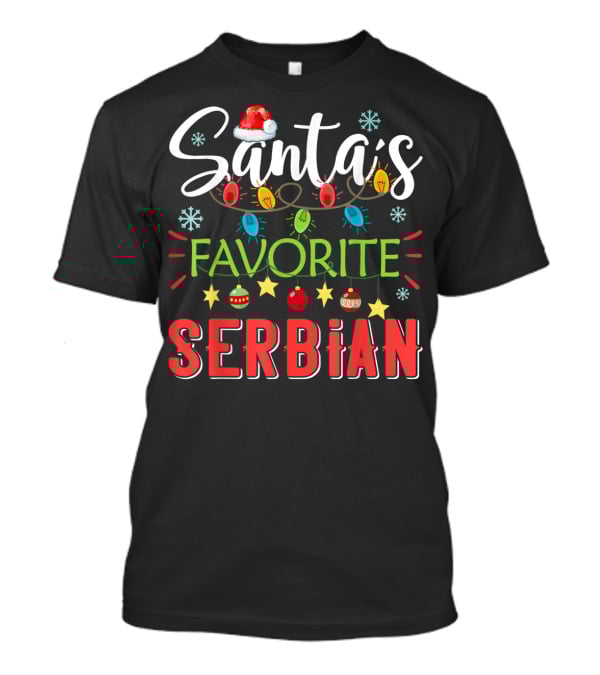 Santa's Favorite Serbian Christmas Lights Santa Hat T-Shirt
