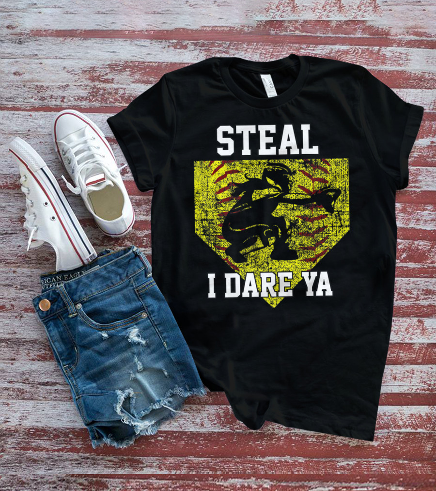 Steal I Dare Ya Softball Catcher Player T-Shirt