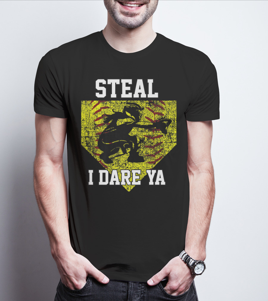 Steal I Dare Ya Softball Catcher Player T-Shirt