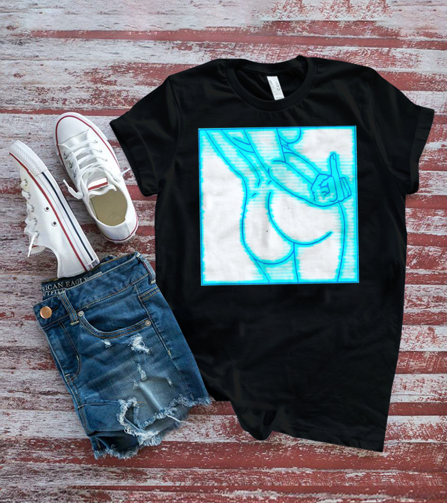 The Finger Middle Gesture Neon Outline T-Shirt