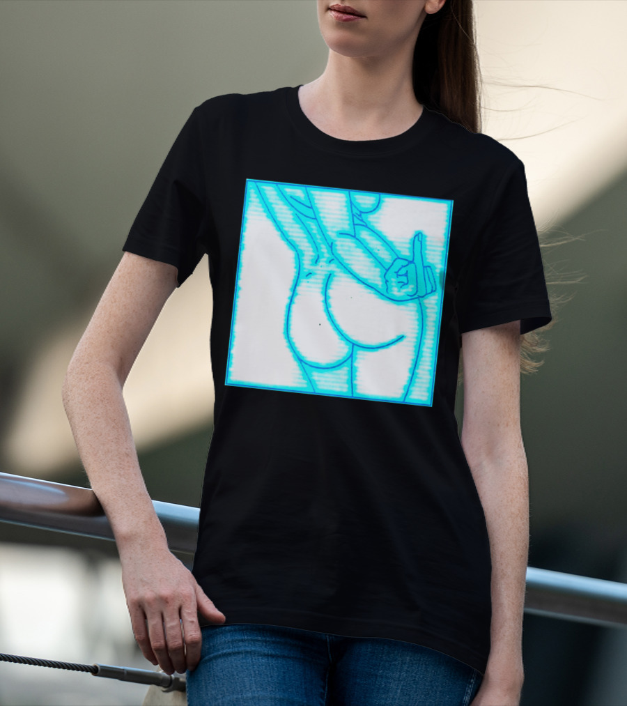 The Finger Middle Gesture Neon Outline T-Shirt