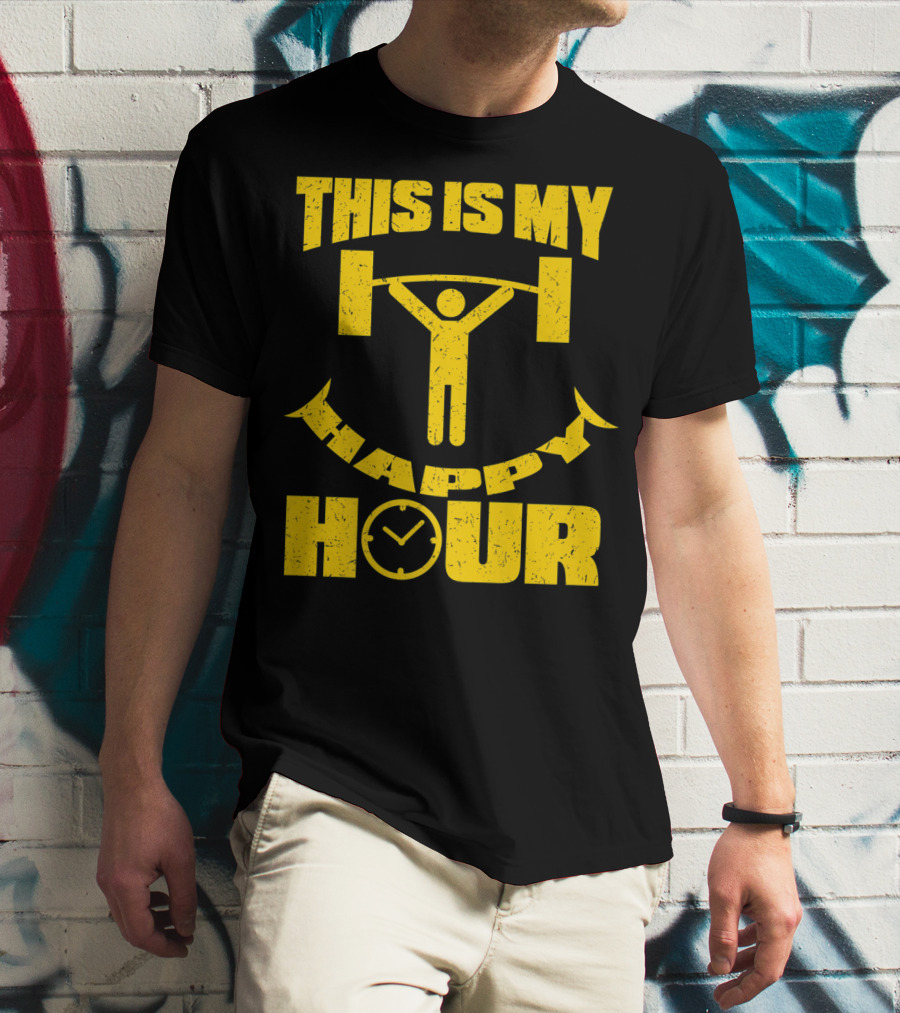 This Is My Happy Hour Weightlifting Workout Clock T-Shirt