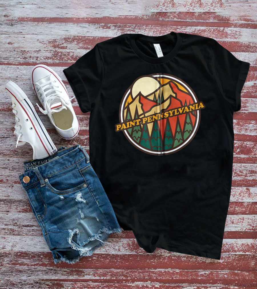 Paint Pennsylvania Vintage Mountain Hiking Adventure Sunset T-Shirt