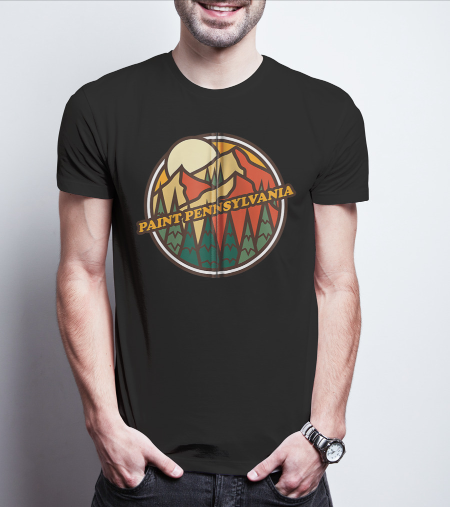 Paint Pennsylvania Vintage Mountain Hiking Adventure Sunset T-Shirt