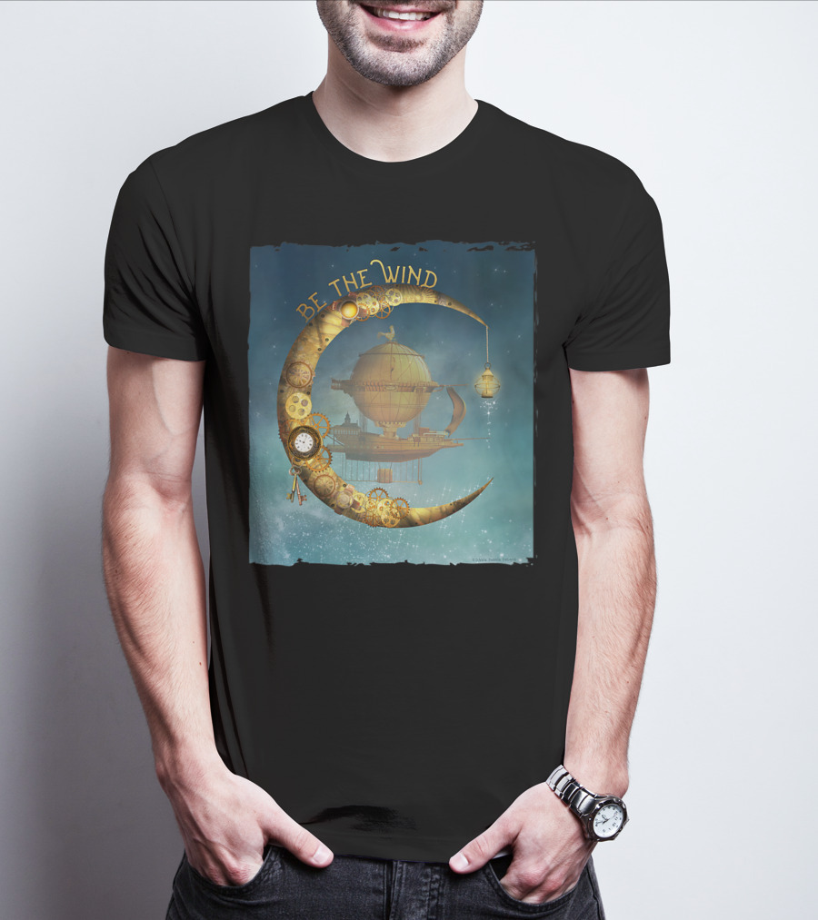 Be The Wind Fantasy Airship Steampunk Moon Gears T-Shirt