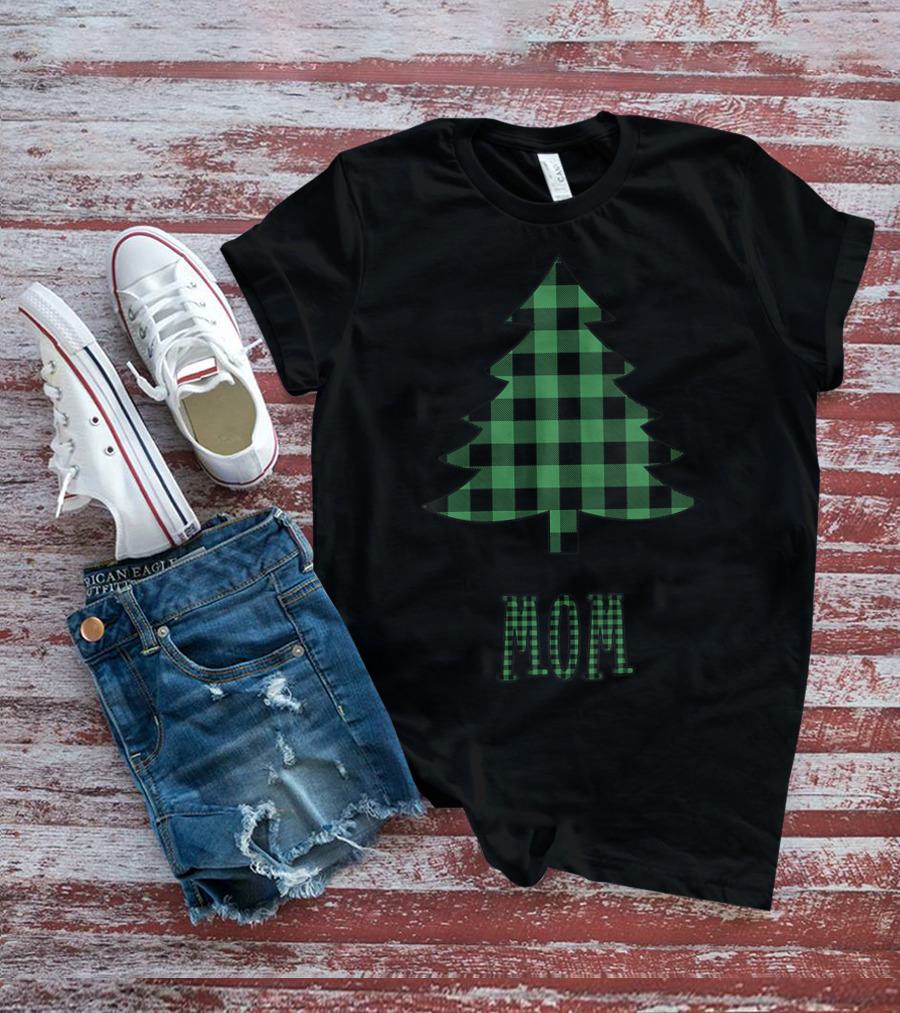 Green Buffalo Plaid Christmas Tree Mom T-Shirt