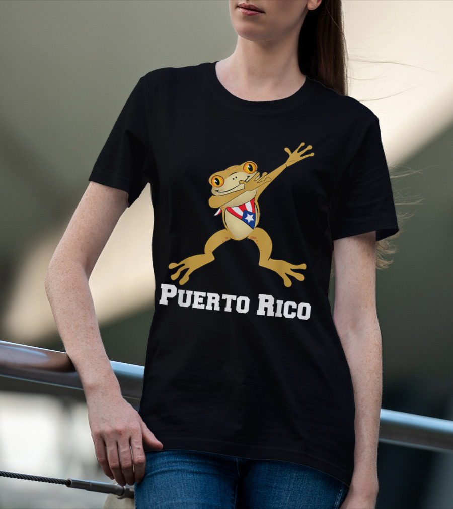 Dabbing Coqui Frog Puerto Rico Flag T-Shirt