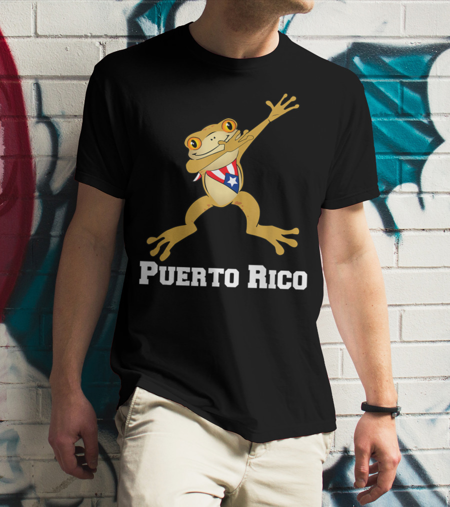 Dabbing Coqui Frog Puerto Rico Flag T-Shirt