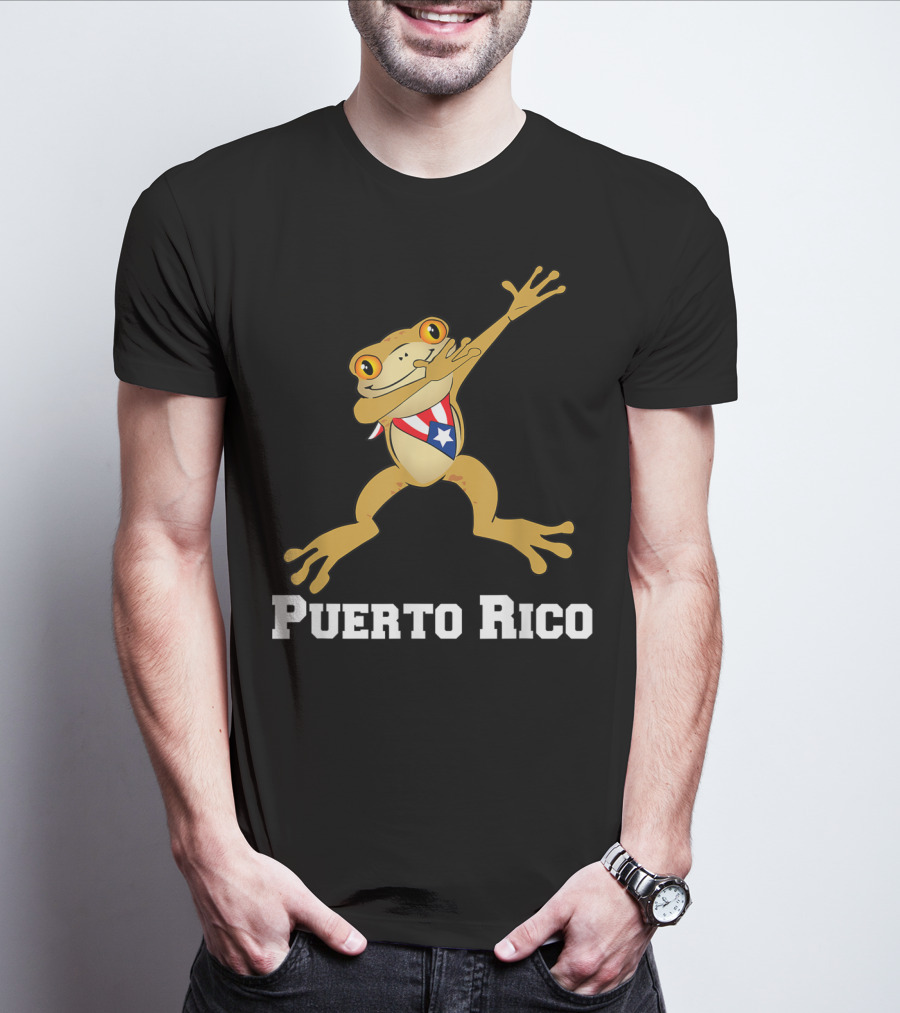 Dabbing Coqui Frog Puerto Rico Flag T-Shirt