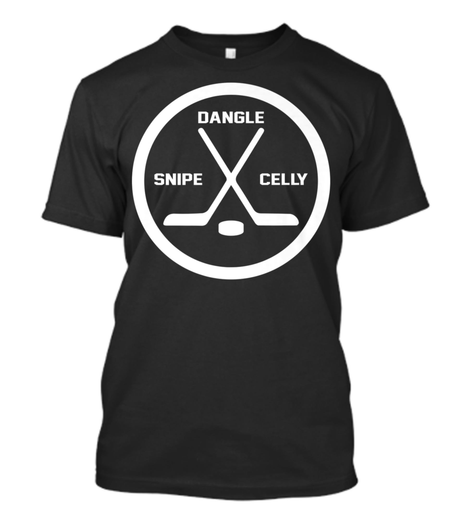 Dangle Snipe Celly Hockey Two Crossed Sticks And Puck Circle T-Shirt