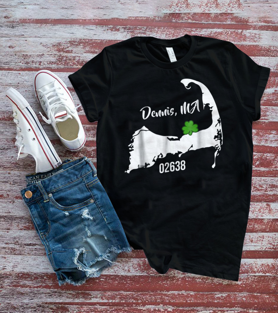 Dennis MA 02638 Cape Cod Shamrock Summer Map T-Shirt