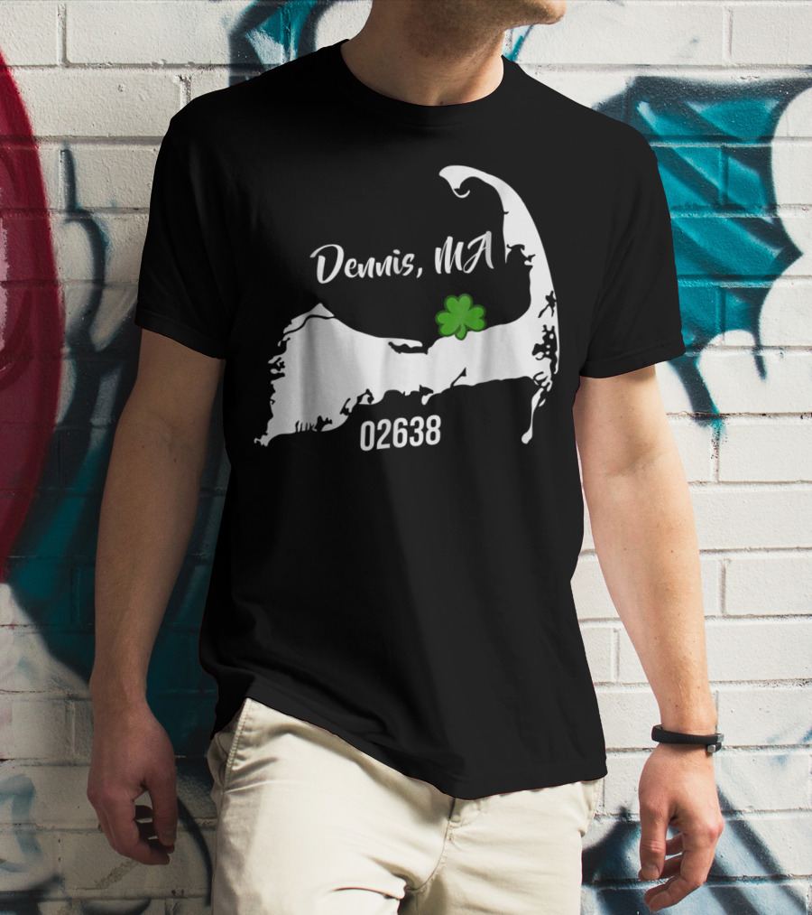 Dennis MA 02638 Cape Cod Shamrock Summer Map T-Shirt