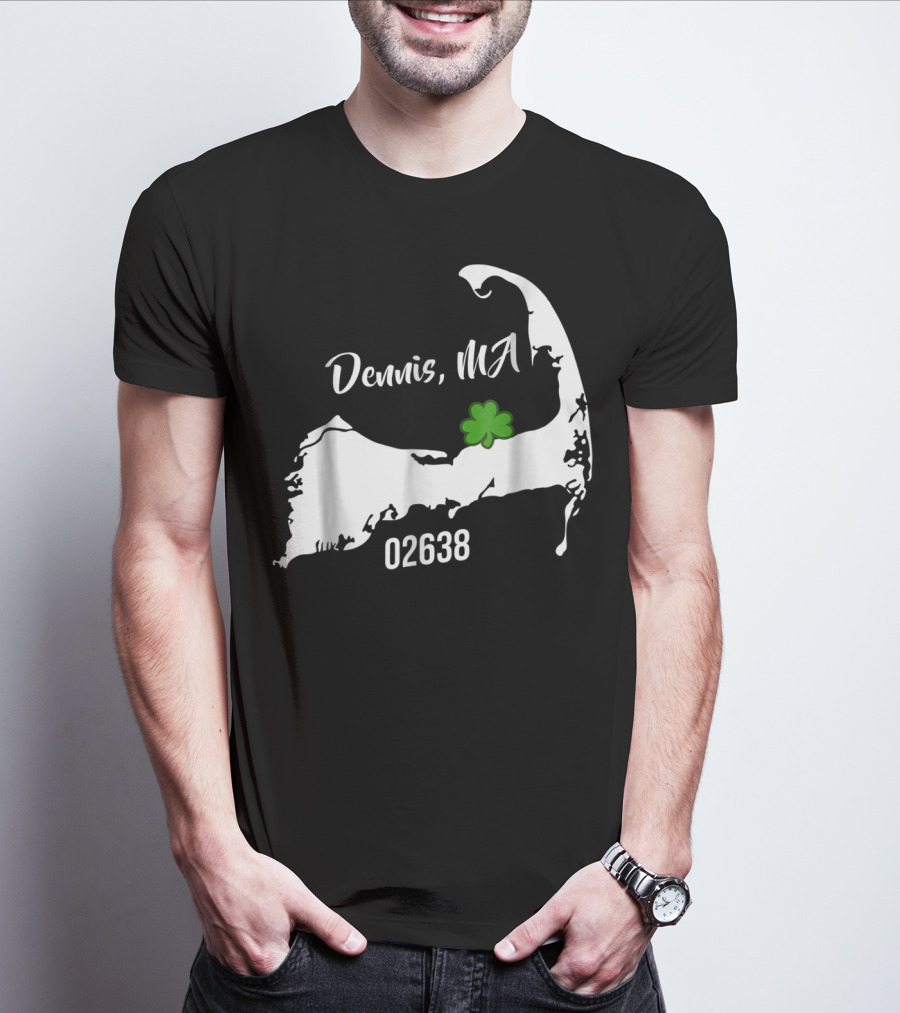 Dennis MA 02638 Cape Cod Shamrock Summer Map T-Shirt