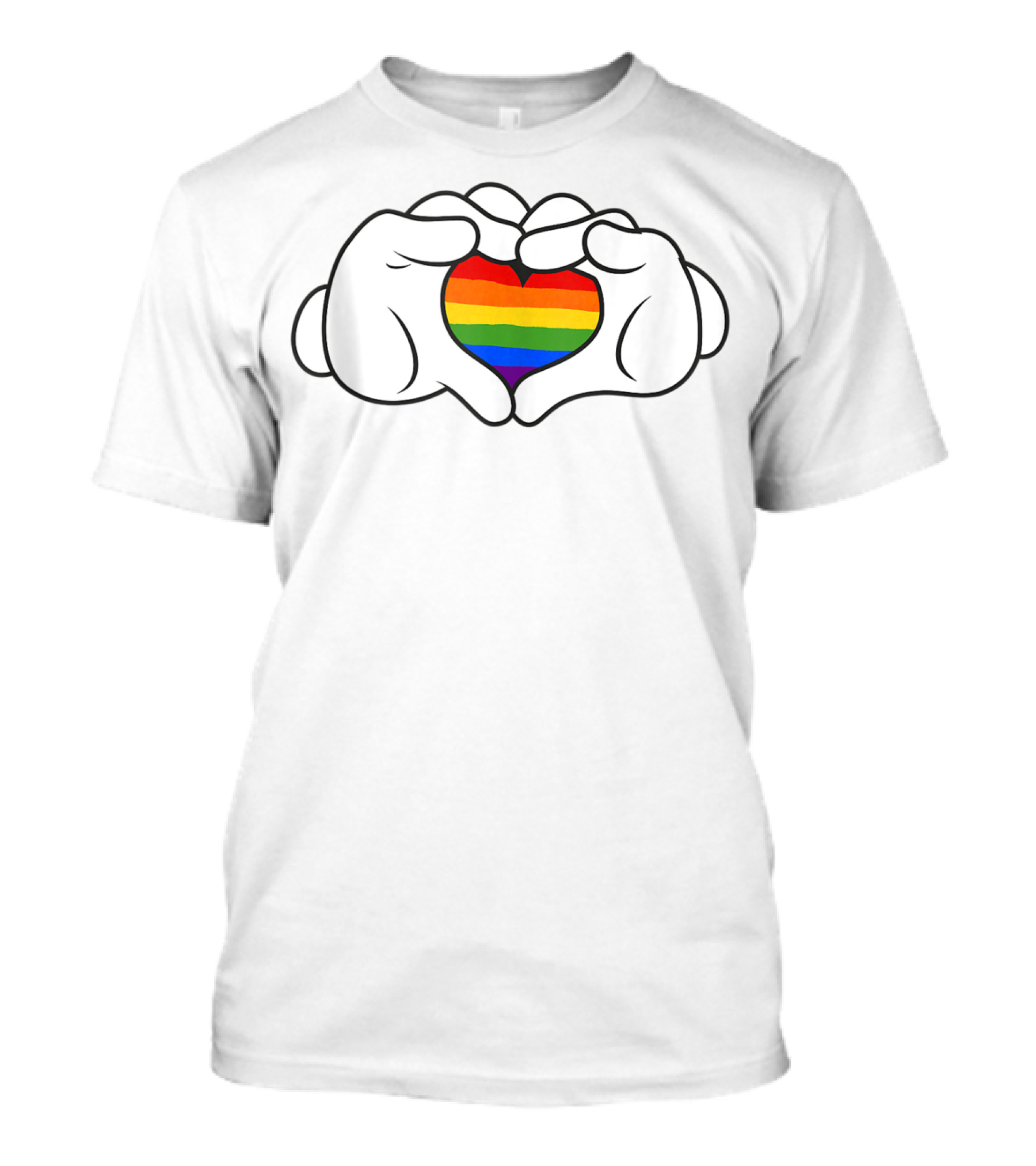 Disney Mickey And Friends Mickey Gloves Rainbow Heart T-Shirt