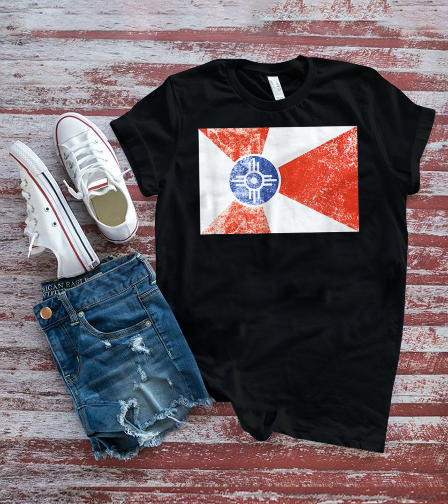 Distressed Vintage Wichita Flag T-Shirt