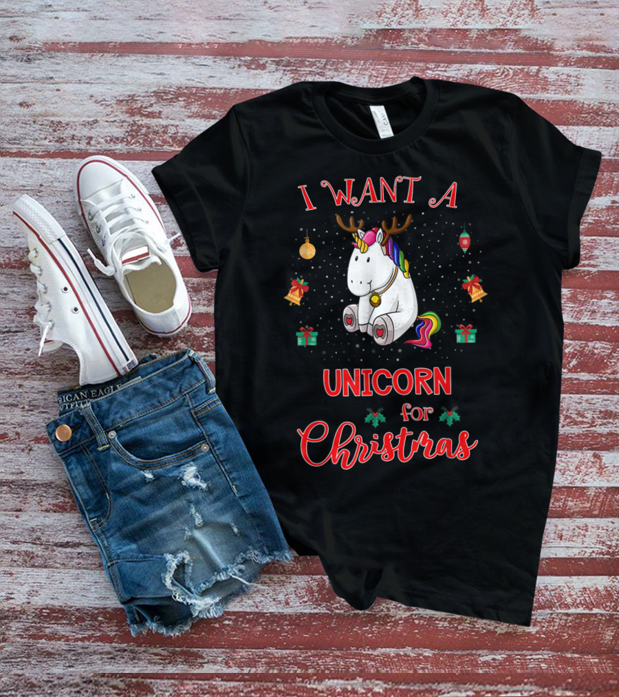 I Want A Unicorn For Christmas Funny Unicorn Xmas Pajama T-Shirt