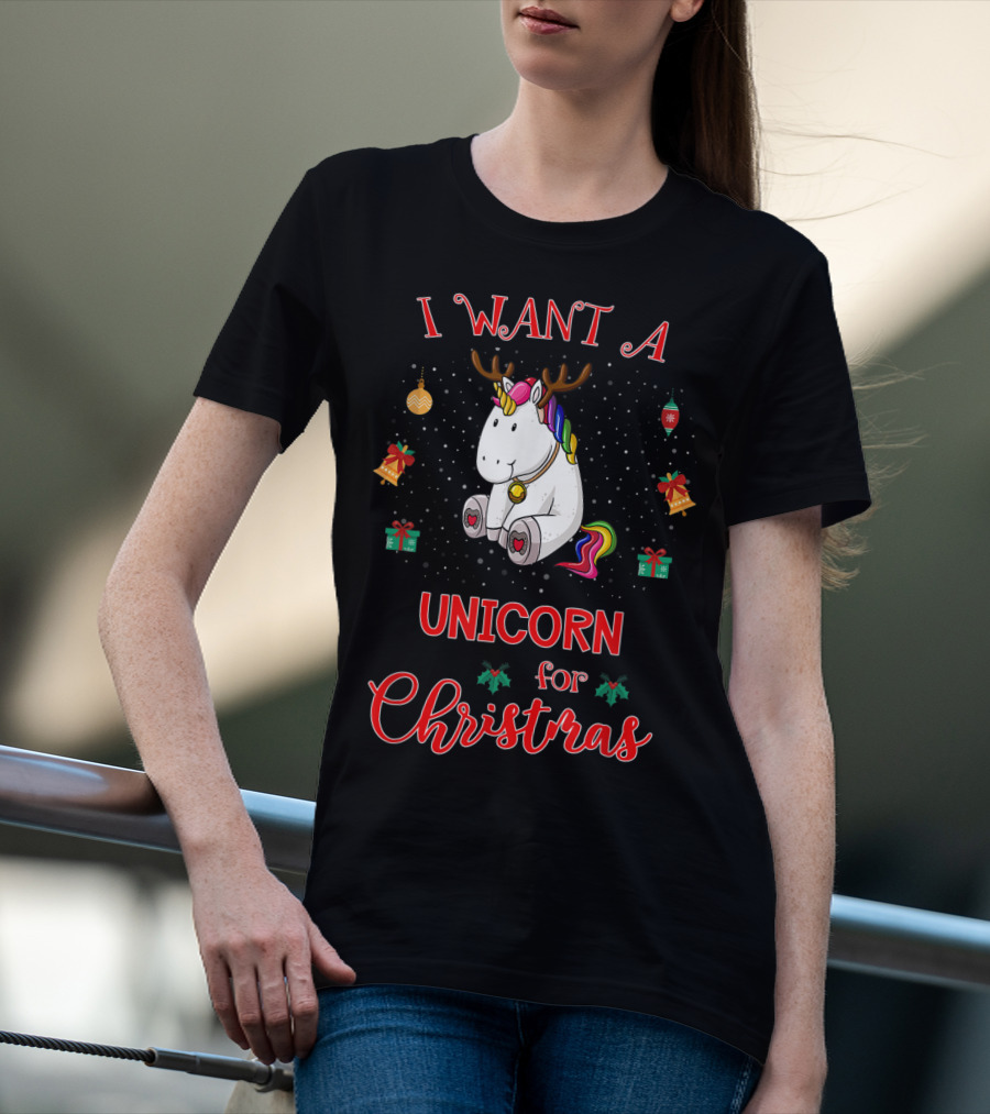 I Want A Unicorn For Christmas Funny Unicorn Xmas Pajama T-Shirt