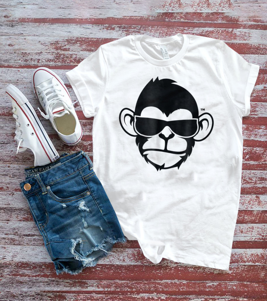 Fuzewear Monkey Face Sunglasses Cool Black T-Shirt