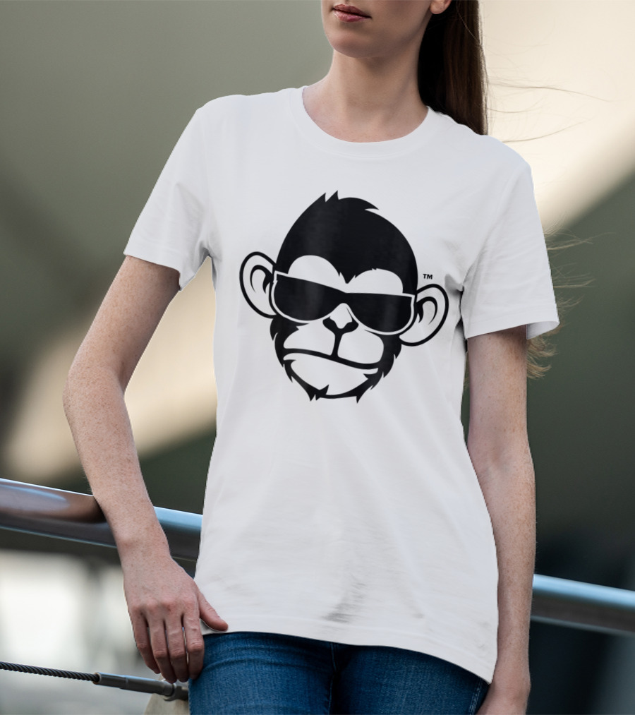 Fuzewear Monkey Face Sunglasses Cool Black T-Shirt