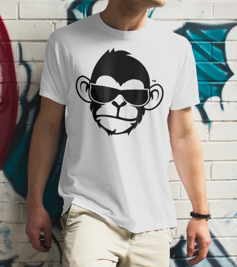 Fuzewear Monkey Face Sunglasses Cool Black T-Shirt