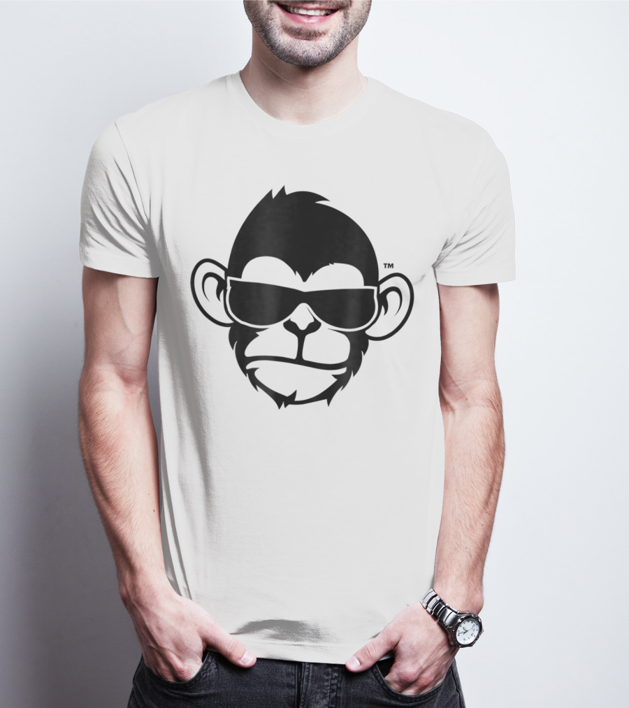 Fuzewear Monkey Face Sunglasses Cool Black T-Shirt