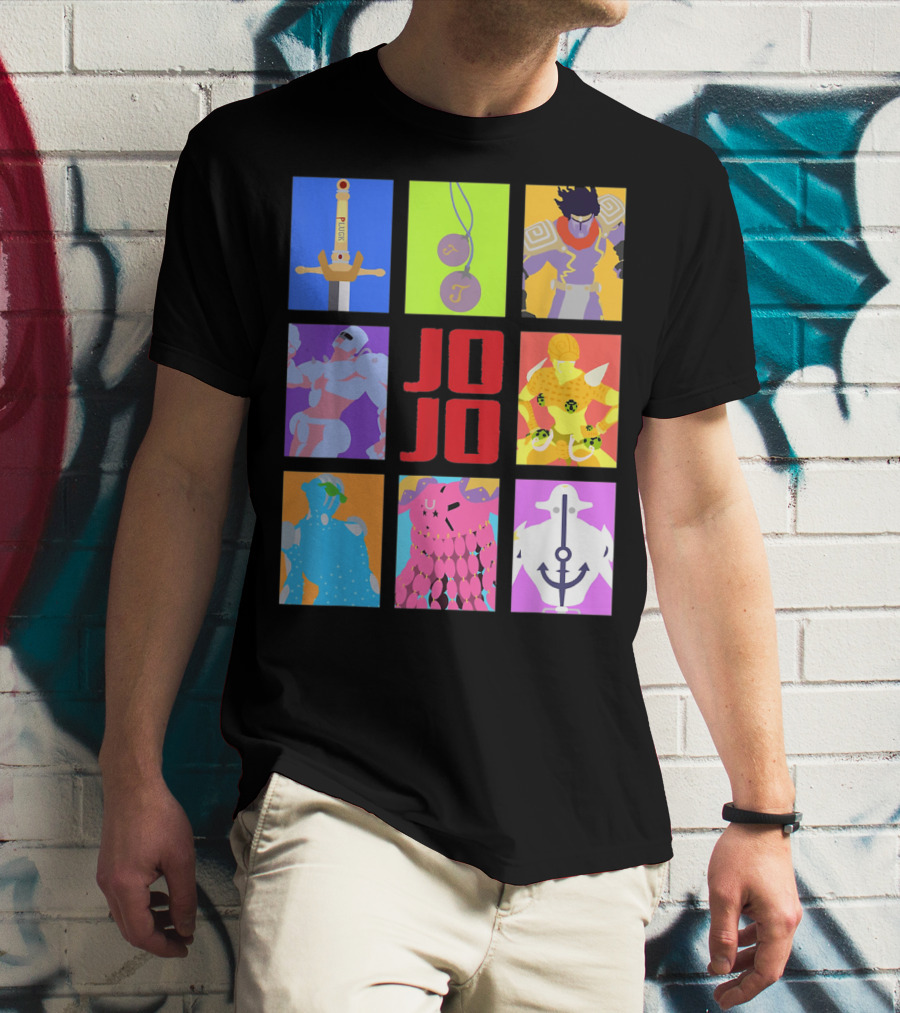 JOJO's Bizarre Adventure Iconic Character And Stand Panels Collection T-Shirt