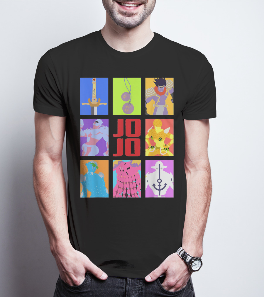 JOJO's Bizarre Adventure Iconic Character And Stand Panels Collection T-Shirt