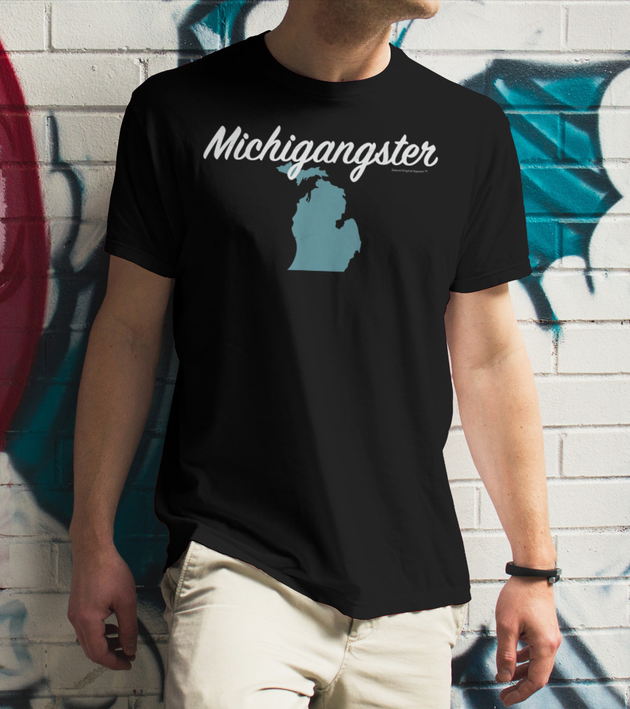 Michigangster Detroit Michigan Mitten Map T-Shirt