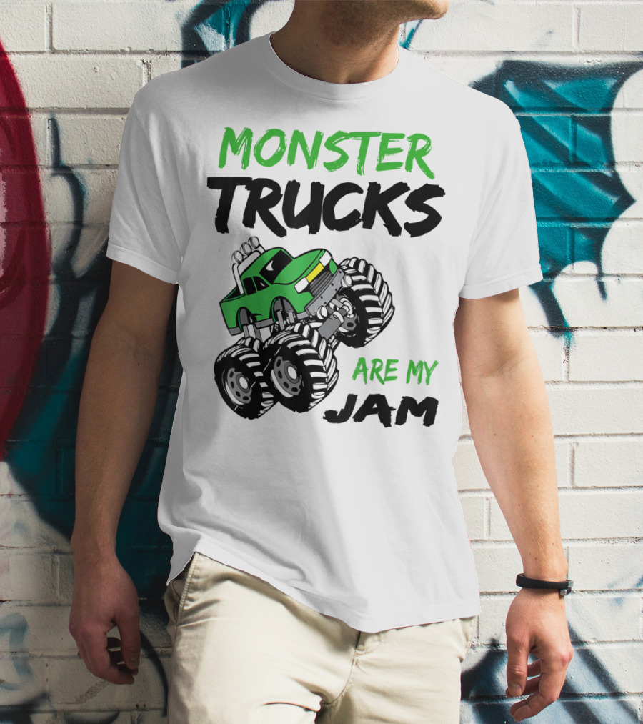 Monster Trucks Are My Jam Classic Green Racing Adventure T-Shirt
