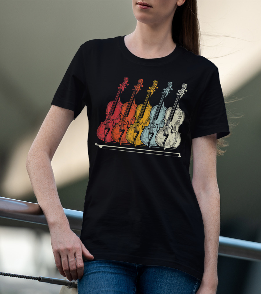 Classic Cello Rainbow Musical Instrument T-Shirt