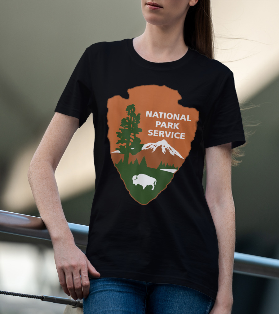 National Park Service Logo Badge With Mountain And Bison T-Shirt