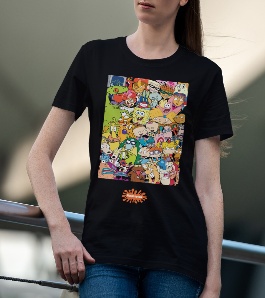 Nickelodeon Classic 90s Cartoon Character Collage T-Shirt