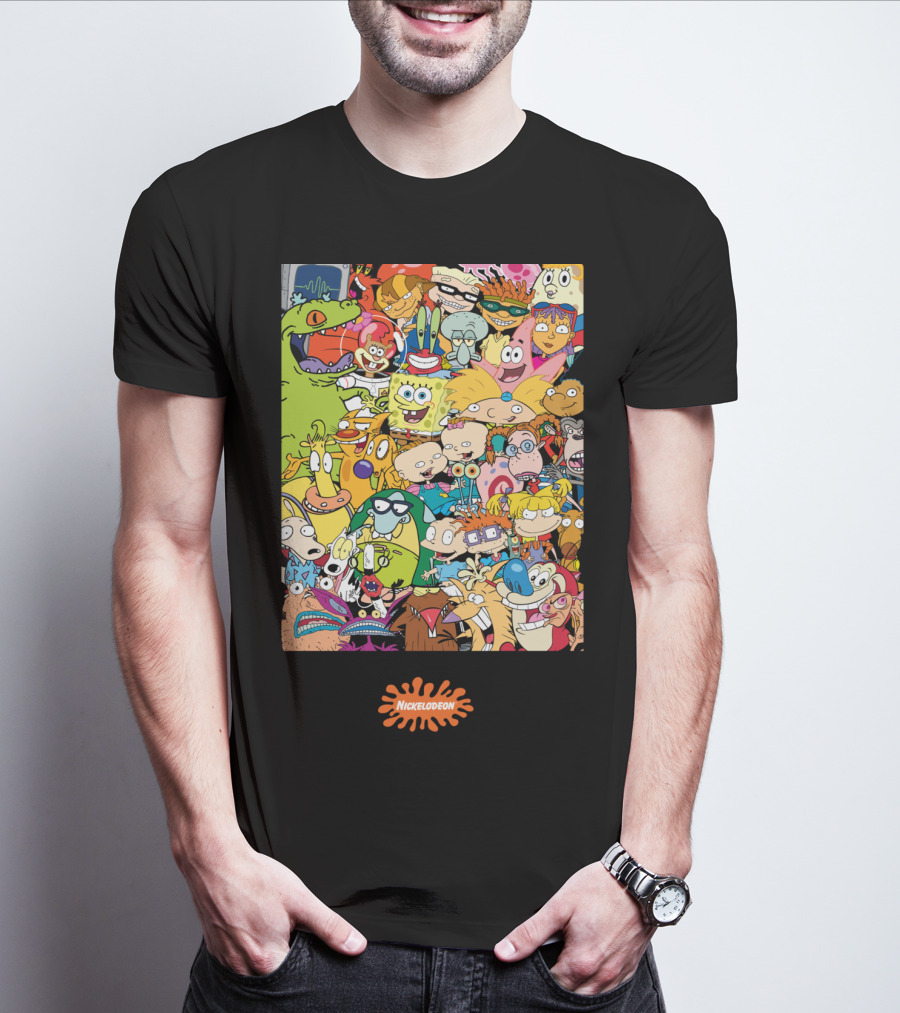 Nickelodeon Classic 90s Cartoon Character Collage T-Shirt