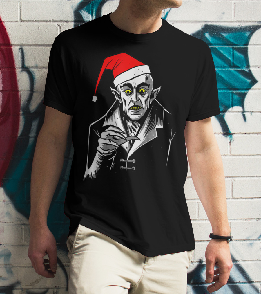 Nosferatu Vampire Santa Christmas Clause T-Shirt